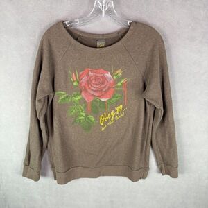 Vintage Y2K Obey Womens M Sweatshirt Rose Let Them Bleed Made In USA Grunge Art